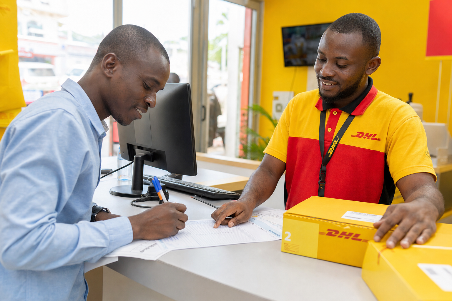 Enregistrement d’un envoi au comptoir DHL Maison Blanche TKC